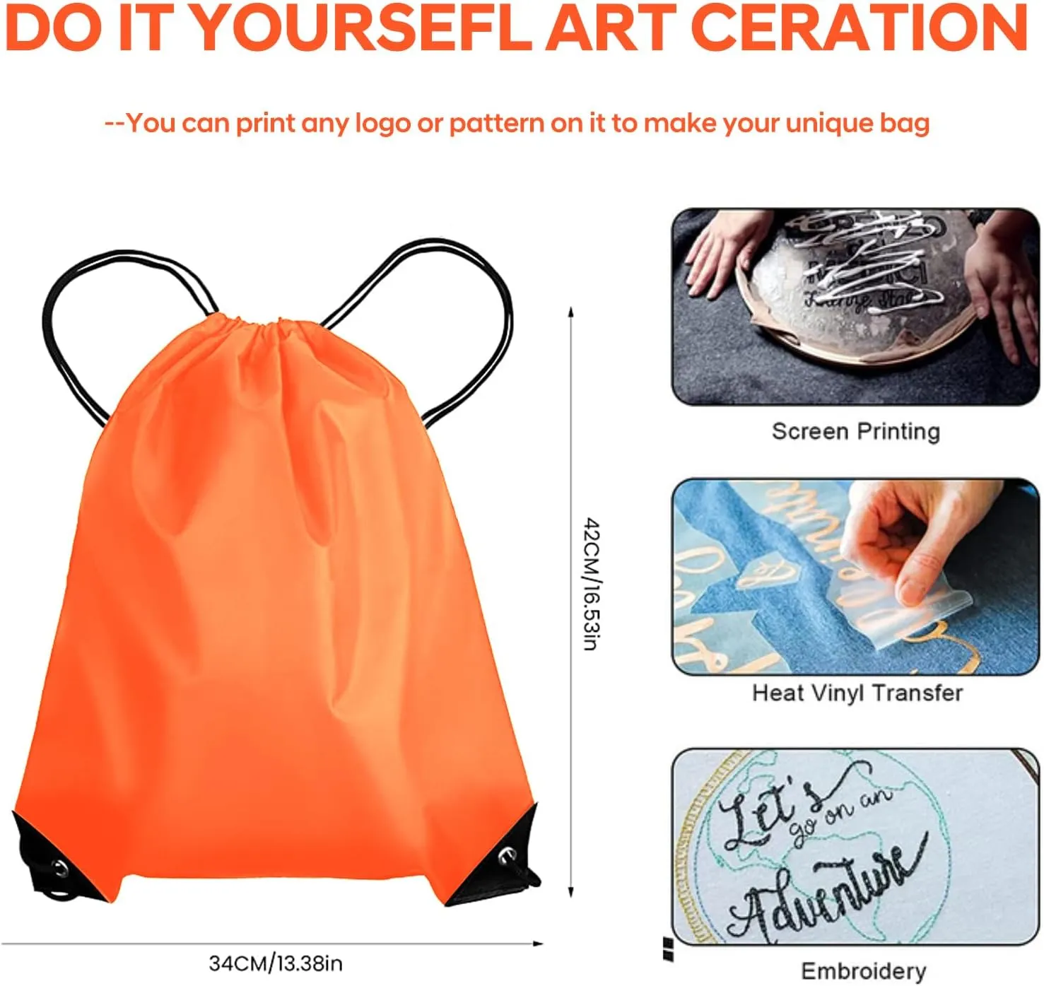 CHEPULA Drawstring Bags Bulk Drawstring Backpack Large Draw String Back Sack (Orange-20pcs)
