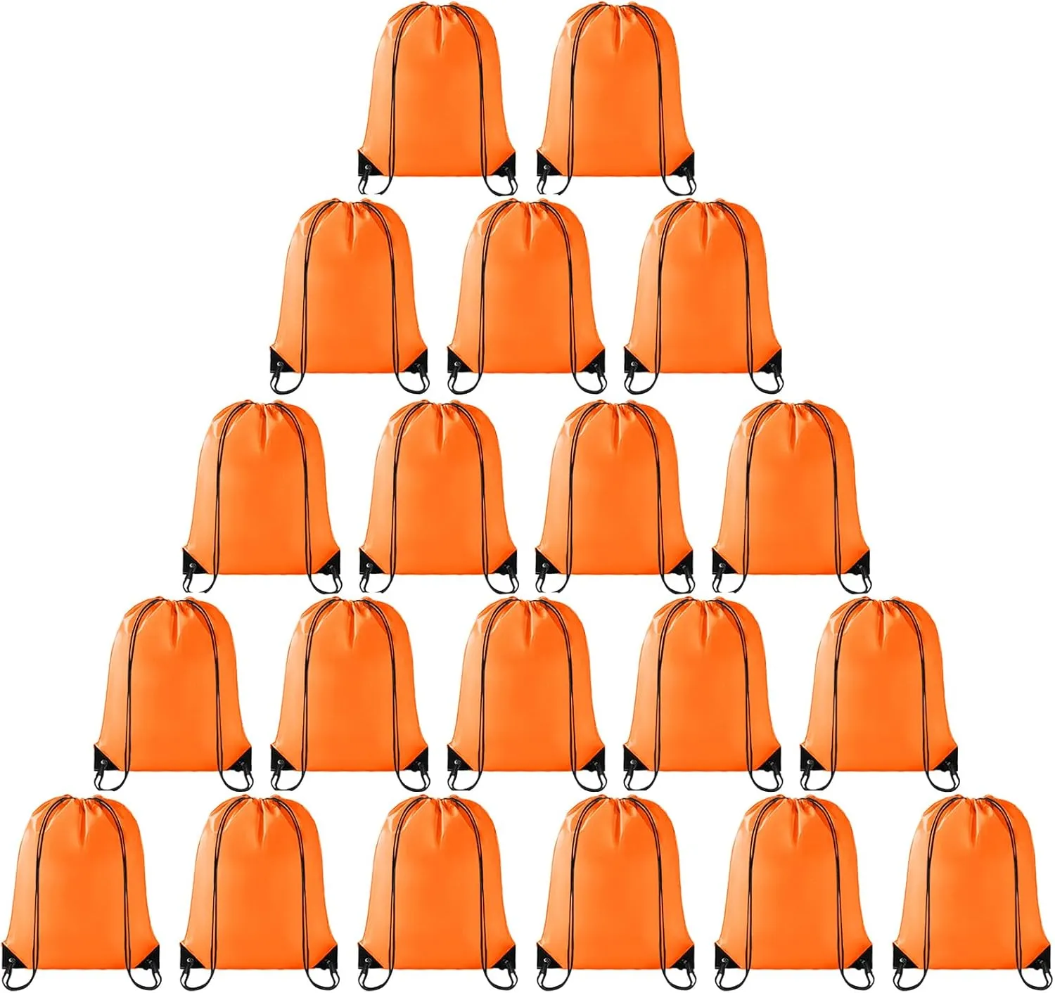 CHEPULA Drawstring Bags Bulk Drawstring Backpack Large Draw String Back Sack (Orange-20pcs)
