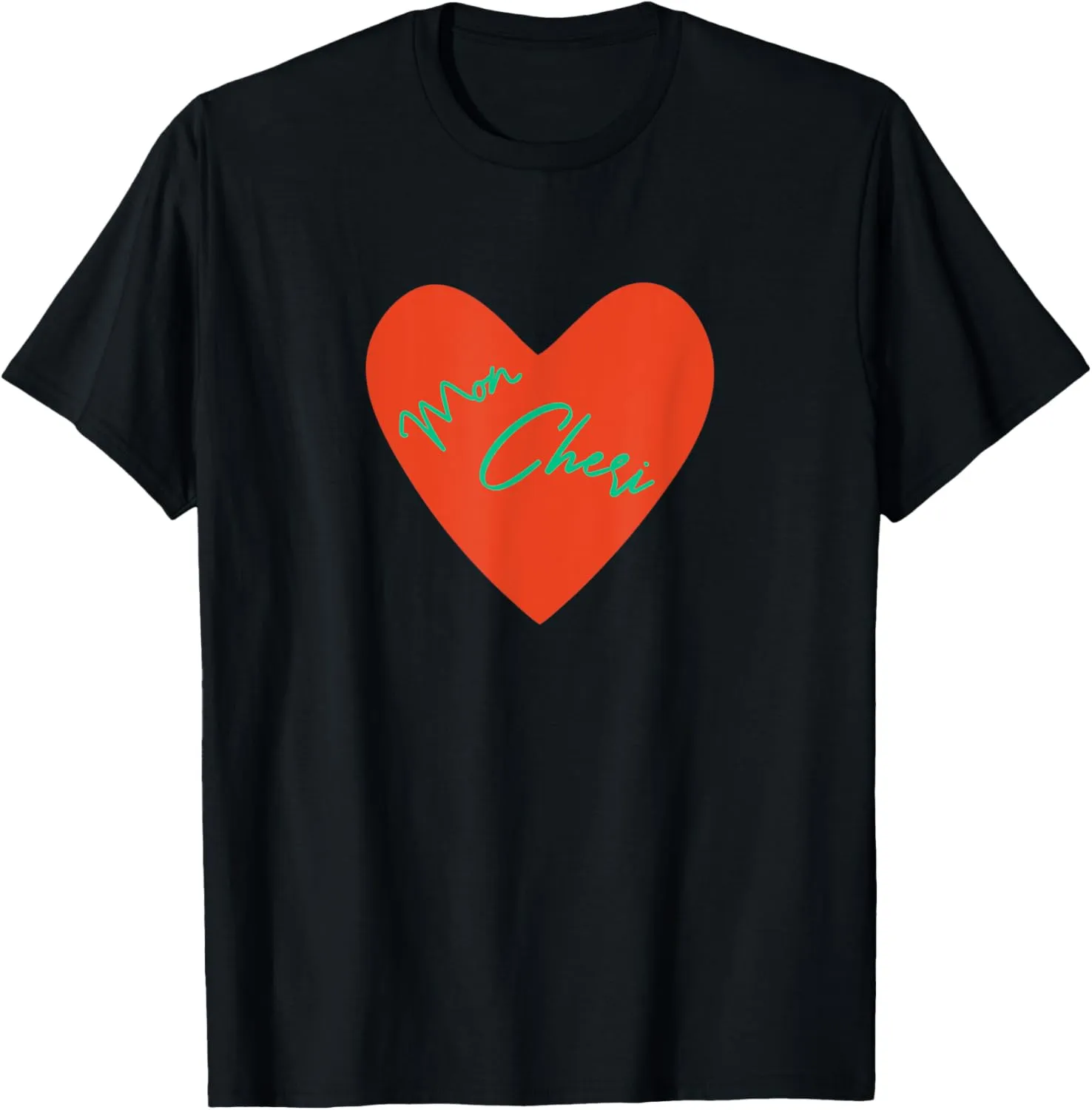 Chic Mon Cheri French Slogan Travel Heart Cursive Love Paris T-Shirt