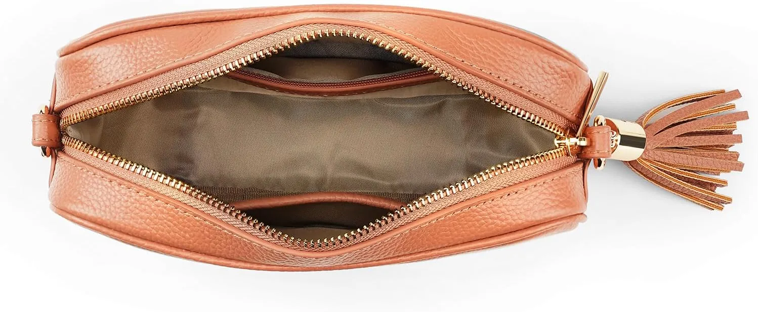 Chrysansmile Crossbody Bags for Women Genuine Leather Small Purse Black Soft Cross Body Bag with Tassel