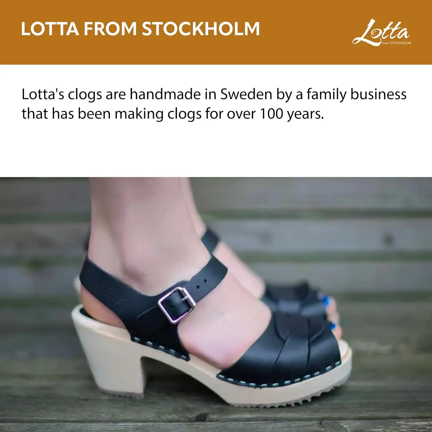 Classic Swedish Clogs - Peep Toe Black Leather Clogs for Women | Comfy Shoes with Shaped Footbed Handcrafted in Sweden