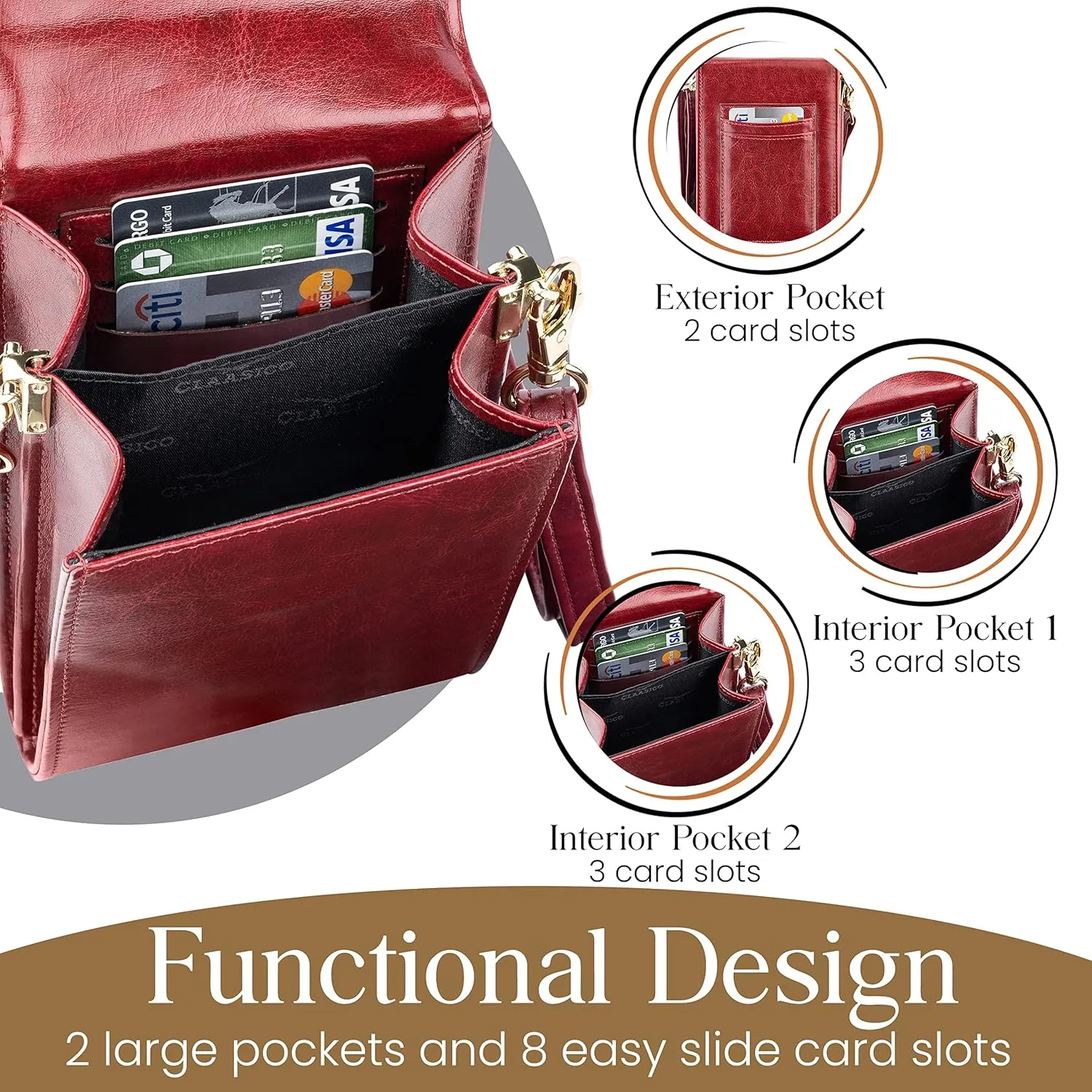 Classico Small Crossbody Phone Purse for Women - Crossbody Bag Wallet for Phone, Cards, Accessories