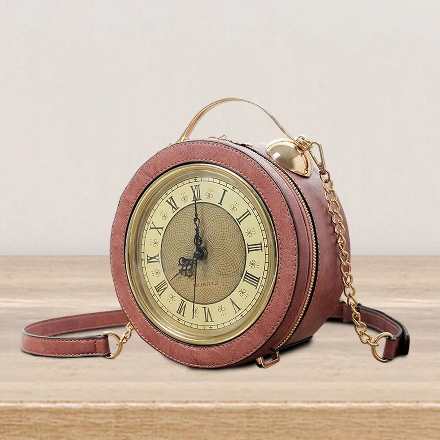 Clock Purse Portable Casual Womens Shoulder Bag for Holiday Shopping Traveling
