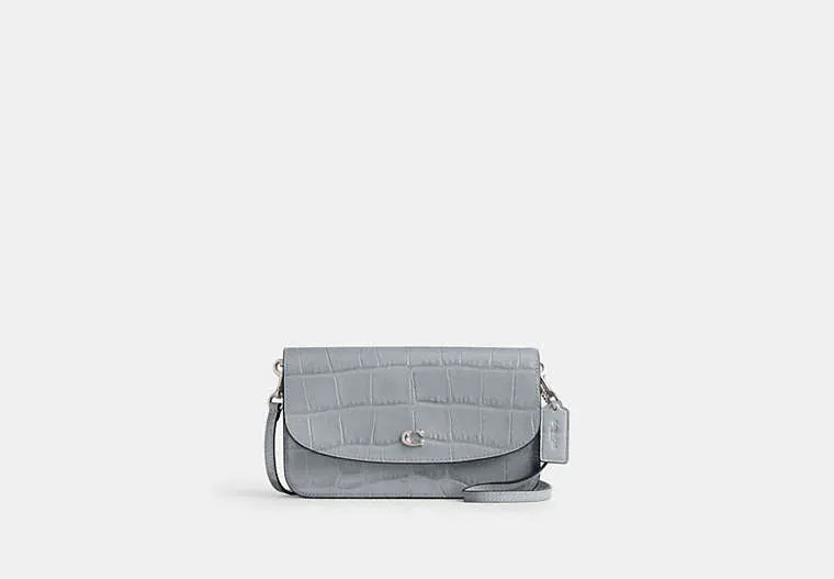 Coach Hayden Crossbody Bag Embossed Crocodile-Silver-Grey Blue