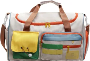 Color-Block Travel Bag for Unisex - Fashionable Contrast Luggage Tote,Fitness Shoulder Bag with Dry-Wet Separation