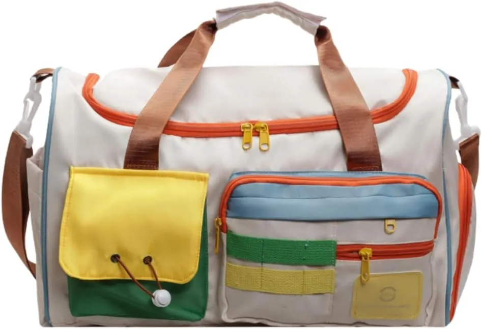 Color-Block Travel Bag for Unisex - Fashionable Contrast Luggage Tote,Fitness Shoulder Bag with Dry-Wet Separation