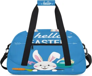 Colored Egg Gym Duffel Bag for Men Women Cute Rabbit Sports Tote Bag with Adjustable Shoulder Strap for Dance Gymnastics Traveling Outdoor Camping Overnight Stay