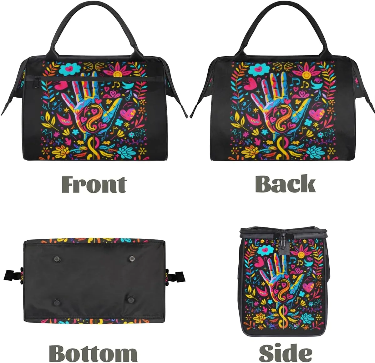 Colorful Abstract Peace Sign Weekender Overnight Bag for Women Waterproof Carry On Travel Duffle Bags with Pocket Lightweight Sports Gym Tote Bag Large Luggage Workout Personal Item Hospital Bags