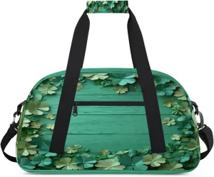 Colorful Clover Gym Duffel Bag for Men Women Green Planks Sports Tote Bag with Adjustable Shoulder Strap for Dance Gymnastics Traveling Outdoor Camping Overnight Stay