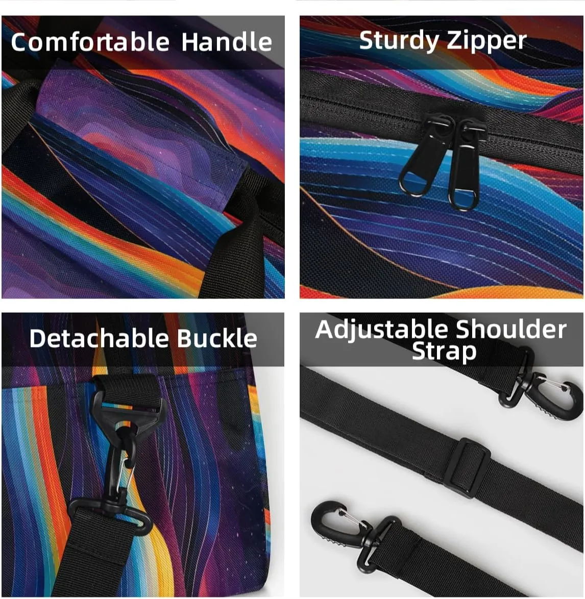 Colorful Mountain Mini Gym Bag 18 inch for Women Men Waterproof Custom Boho Mountain Travel Duffel Bag Carry On Overnight Tote Nurse Bag for Work Fitness Hiking