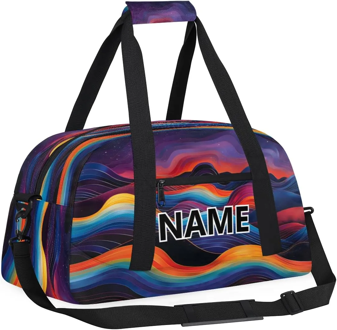 Colorful Mountain Mini Gym Bag 18 inch for Women Men Waterproof Custom Boho Mountain Travel Duffel Bag Carry On Overnight Tote Nurse Bag for Work Fitness Hiking