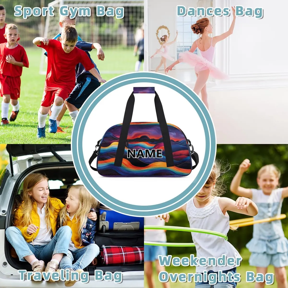 Colorful Mountain Mini Gym Bag 18 inch for Women Men Waterproof Custom Boho Mountain Travel Duffel Bag Carry On Overnight Tote Nurse Bag for Work Fitness Hiking