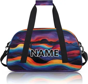 Colorful Mountain Mini Gym Bag 18 inch for Women Men Waterproof Custom Boho Mountain Travel Duffel Bag Carry On Overnight Tote Nurse Bag for Work Fitness Hiking