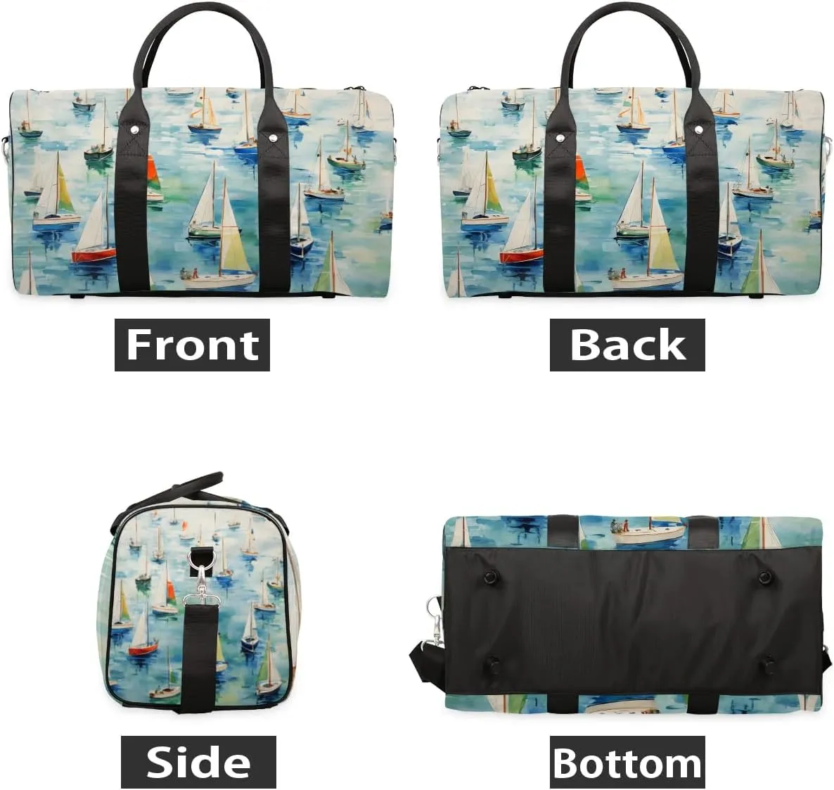 Colorful Sailboat Ship Travel Duffel Bag for Women Men Waterproof Foldable Overnight Weekender Bag Large Capacity Sports Gym Bag