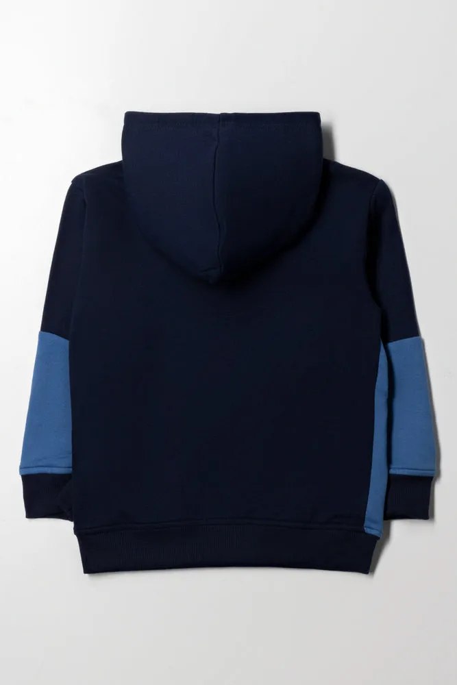 Colourblock Hoodie Navy And Blue