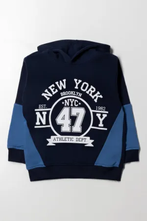 Colourblock Hoodie Navy And Blue
