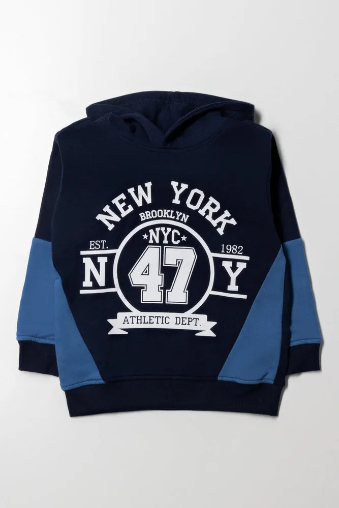 Colourblock Hoodie Navy And Blue