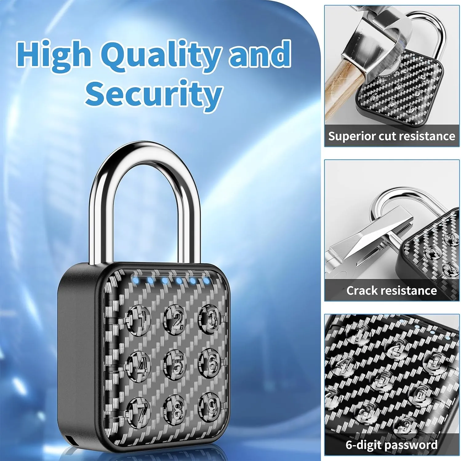 Combination Lock, Combination Lock for Locker, Locker Lock & Gym Locker Lock - High Security, Easy to Use for Gym, School, Travel, Outdoor (Carbon Fiber)