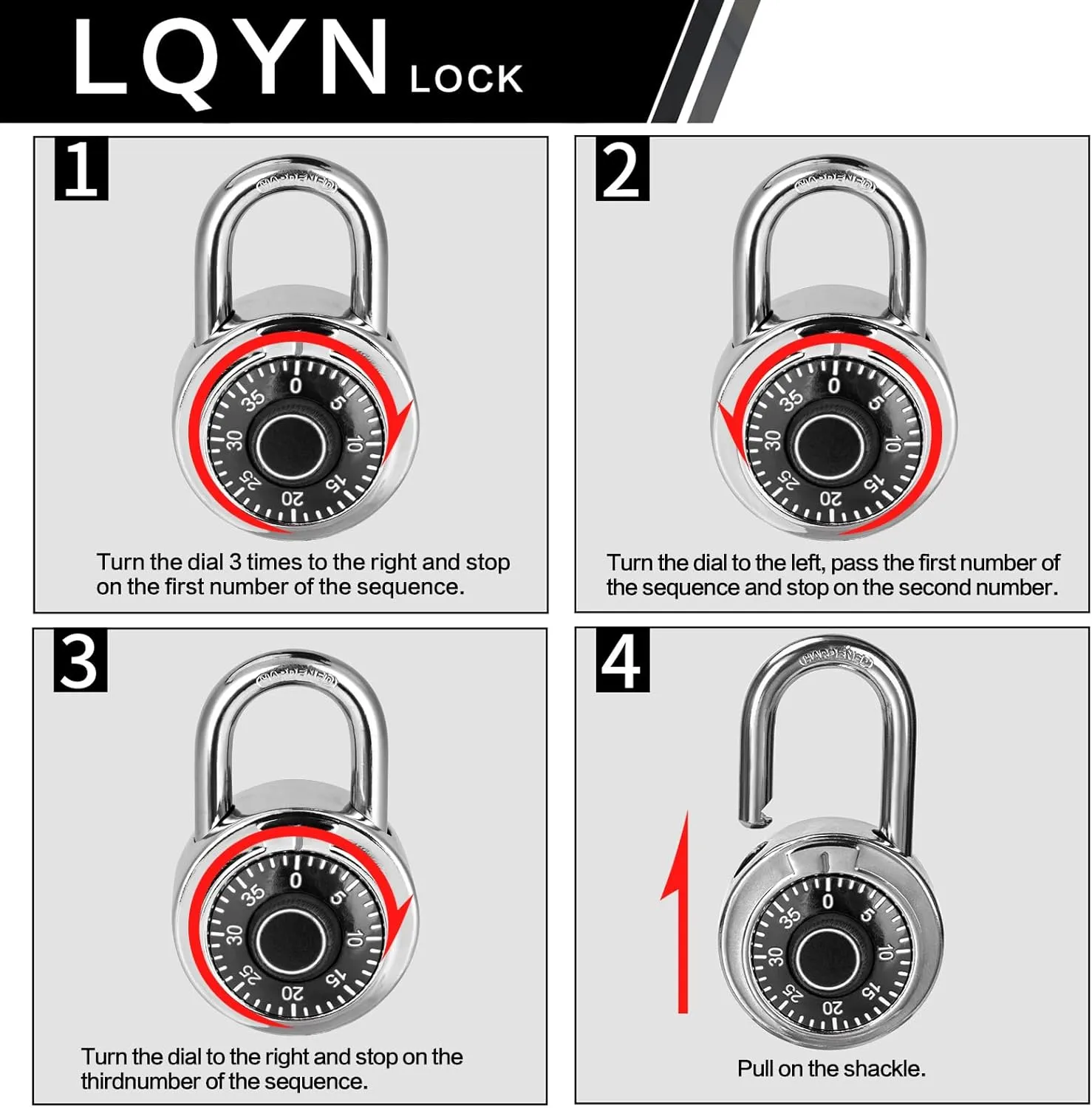 Combination Lock, LQYN Standard Dial Combination Lock, Pack of 12; Black Turnplate, 2 in. Wide, Fixed Three Digital Combination, for School, Gym & Locker, Toolbox, Gate