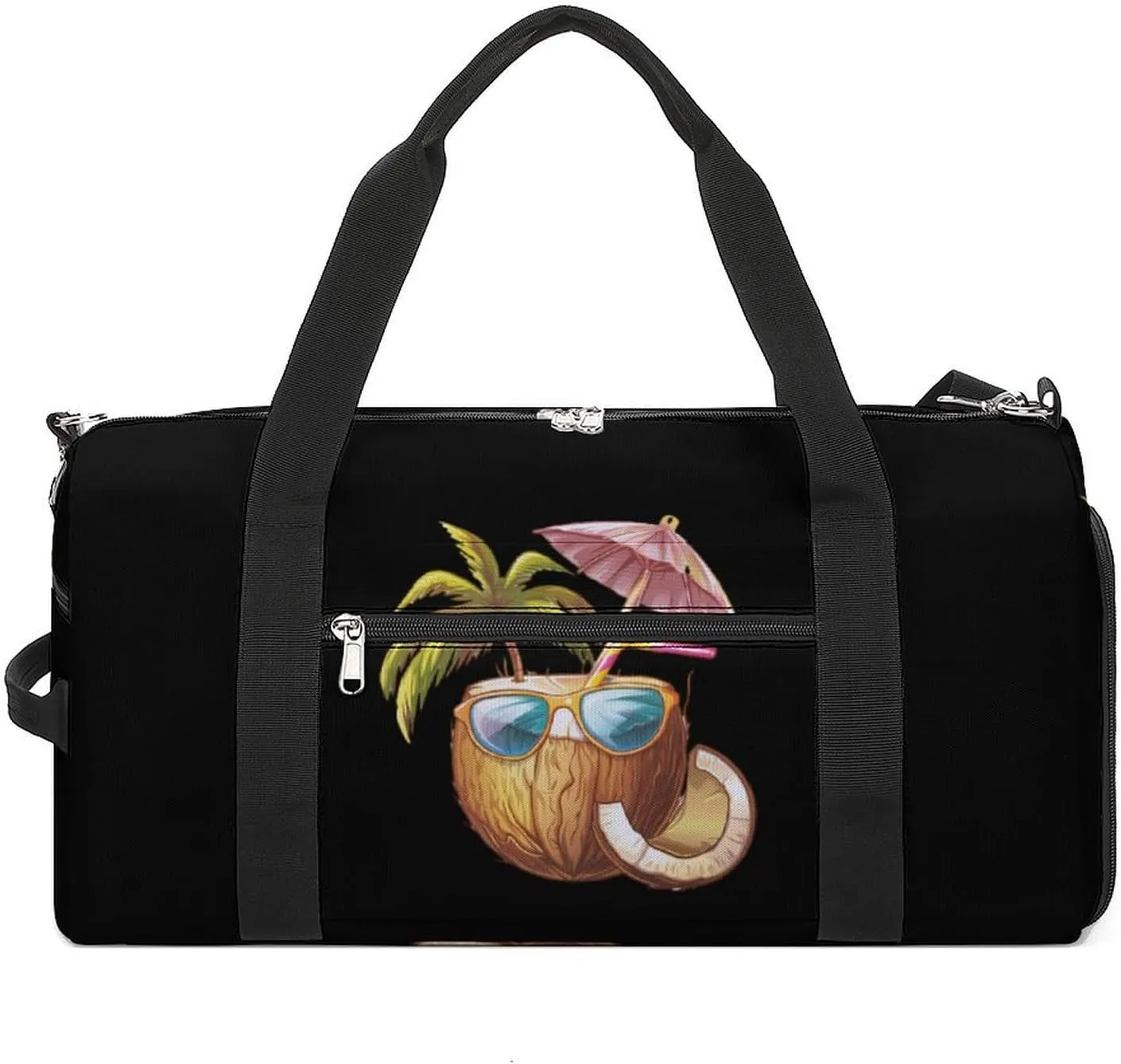 Cool Coconut Drink With Eyeglasses Gym Bag for Men Women Lightweight Duffel Bag Sports Workout Bag for Travel Yoga