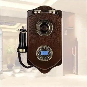 Corded Retro Phone Wall-Mounted Vintage Decorative Telephone Antique Fixed-line Landline Backlight Mechanical   Electronic Ringtones