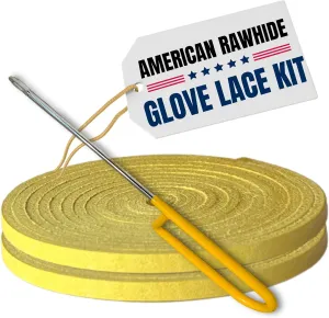 Covey Sports Baseball Glove Lace Kit with Leather Rawhide Laces & Needle - Complete Softball Glove Lacing Kit for Repair & Maintenance - Genuine American Leather Straps in Multiple Colors