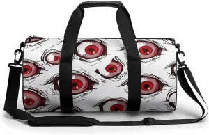Crazy Scary Eyeballs Gym Bag for Men Women Cylindrical Gym Duffle Bags Travel Sports Carryon Gymbag 17.7in/9in/9in