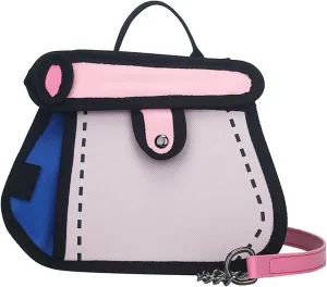 Creative 2D Cartoon Crossbody Bag for Women and Men with Unique Canvas Designs and Chain Strap Stylish Shoulder Bag