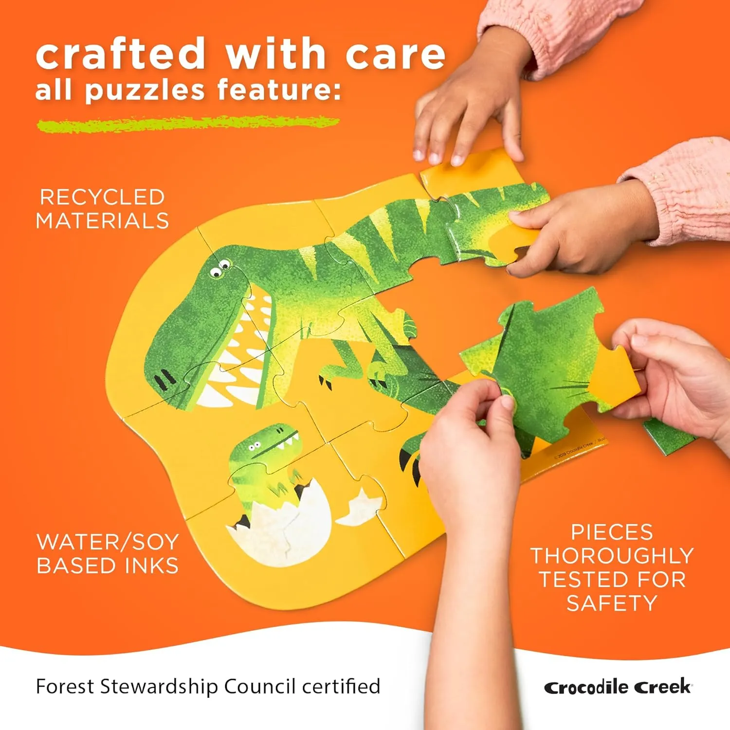 Crocodile Creek 100-Piece Jigsaw Puzzle for Kids Ages 5 and Up - Fun and Educational Table or Floor Puzzles - Storage Canister with Handle - Wild Animals - 14” x 19” Finished