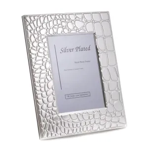 Crocodile Embossed Silver Plated Picture Frame