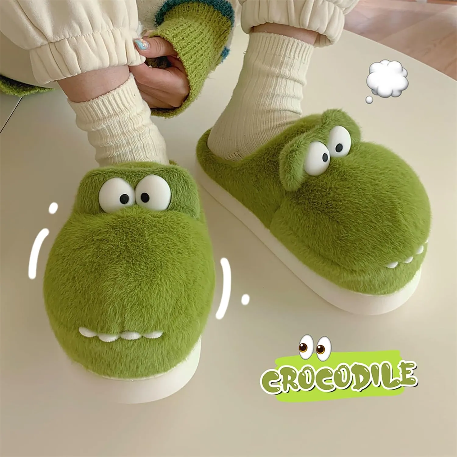 Crocodile Slippers - Women's Funny Winter Warm Cotton Slippers. Lightweight and non-slip.