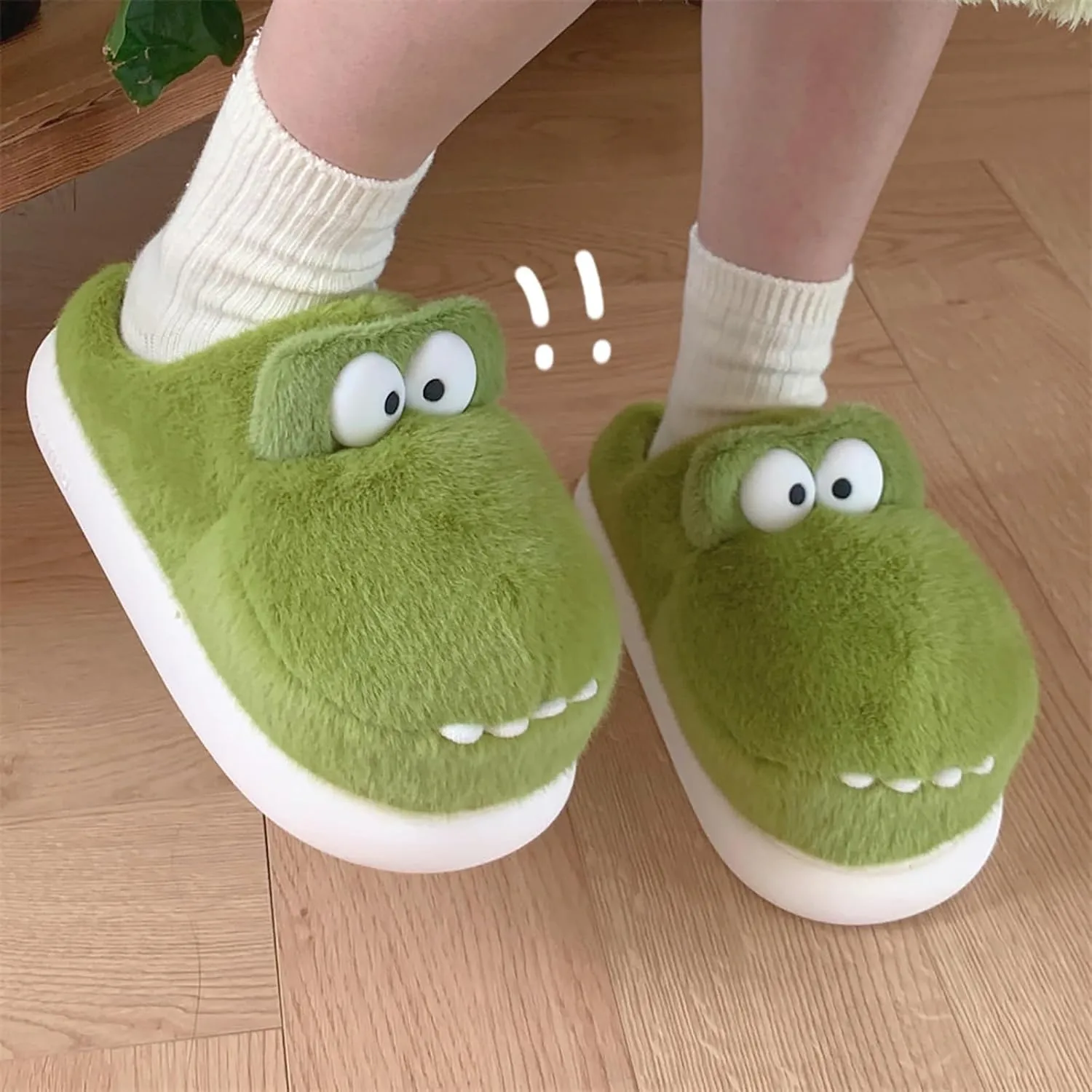 Crocodile Slippers - Women's Funny Winter Warm Cotton Slippers. Lightweight and non-slip.