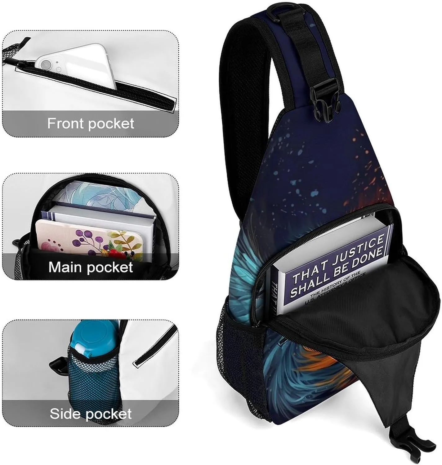 Crossbody Bag for Women Men Chest Bag Cute Sloth Sling Bag Crossbody Shoulder Bag Sling Backpack