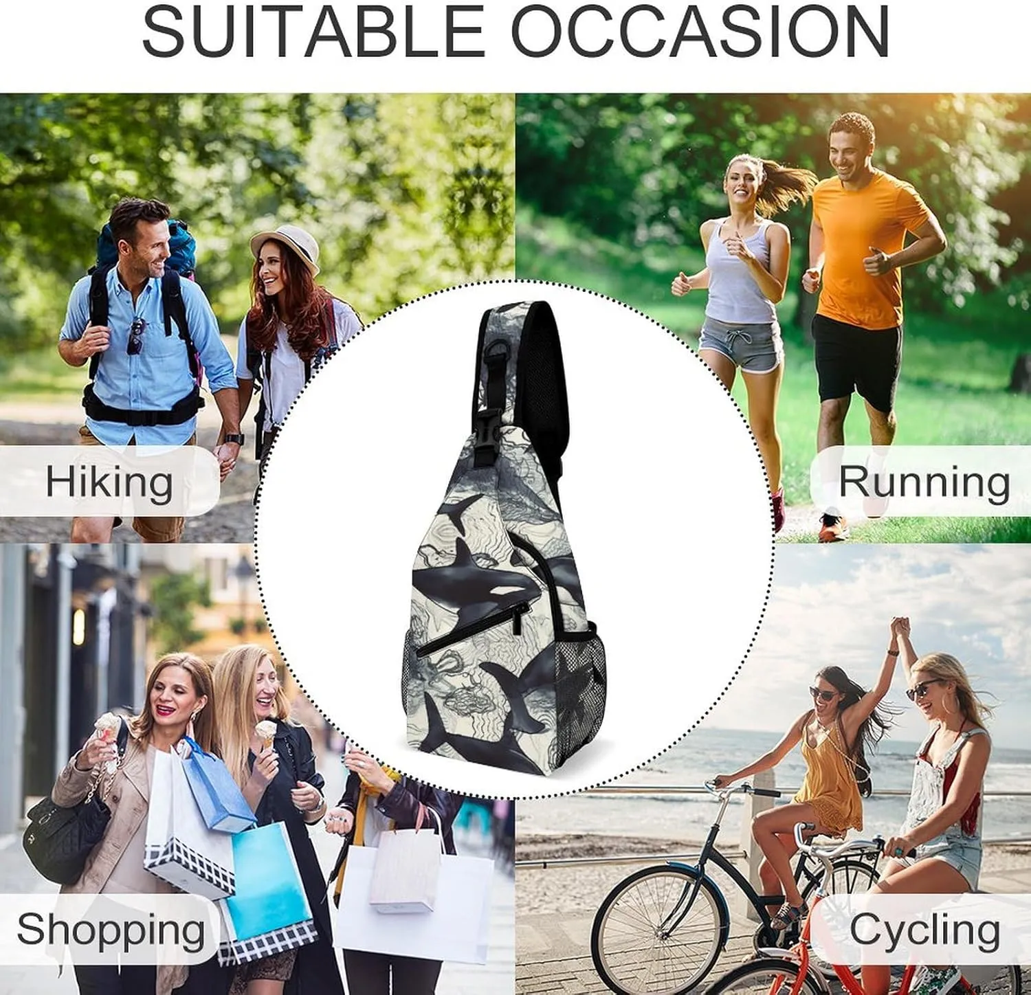 Crossbody Bag for Women Men Chest Bag Jungle Giraffe Sling Bag Crossbody Shoulder Bag Sling Backpack