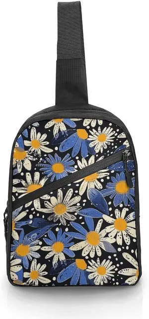Crossbody Bag for Women Men Chest Bag Pictures with Daisies Sling Bag Crossbody Shoulder Bag Sling Backpack