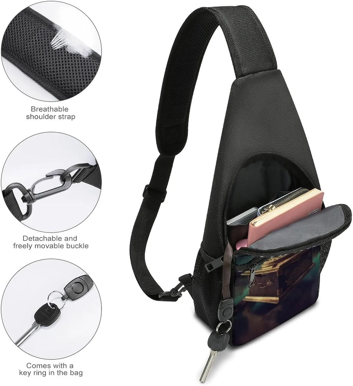 Crossbody Bag for Women Men Sling Bag Dog Paw Print Chest Bag Crossbody Adjustable Shoulder Bag