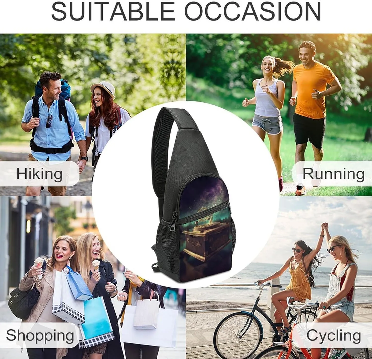 Crossbody Bag for Women Men Sling Bag Dog Paw Print Chest Bag Crossbody Adjustable Shoulder Bag