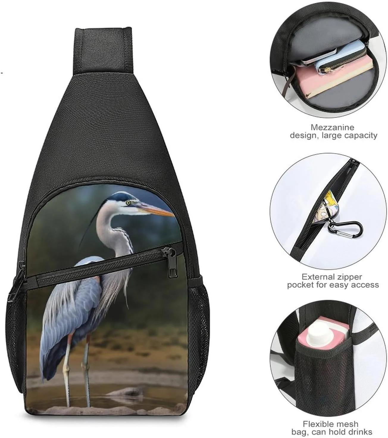 Crossbody Bag for Women Men Sling Bag Music Studio Chest Bag Crossbody Adjustable Shoulder Bag