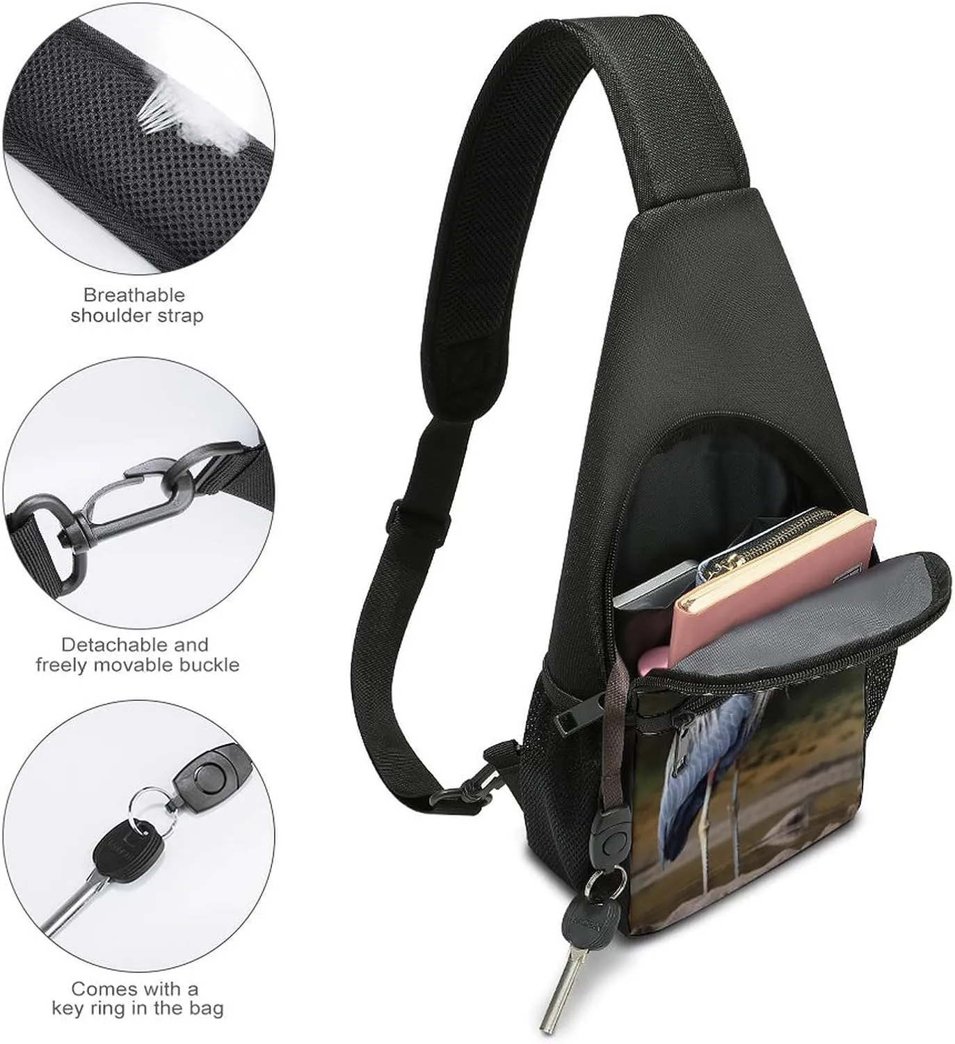 Crossbody Bag for Women Men Sling Bag Music Studio Chest Bag Crossbody Adjustable Shoulder Bag
