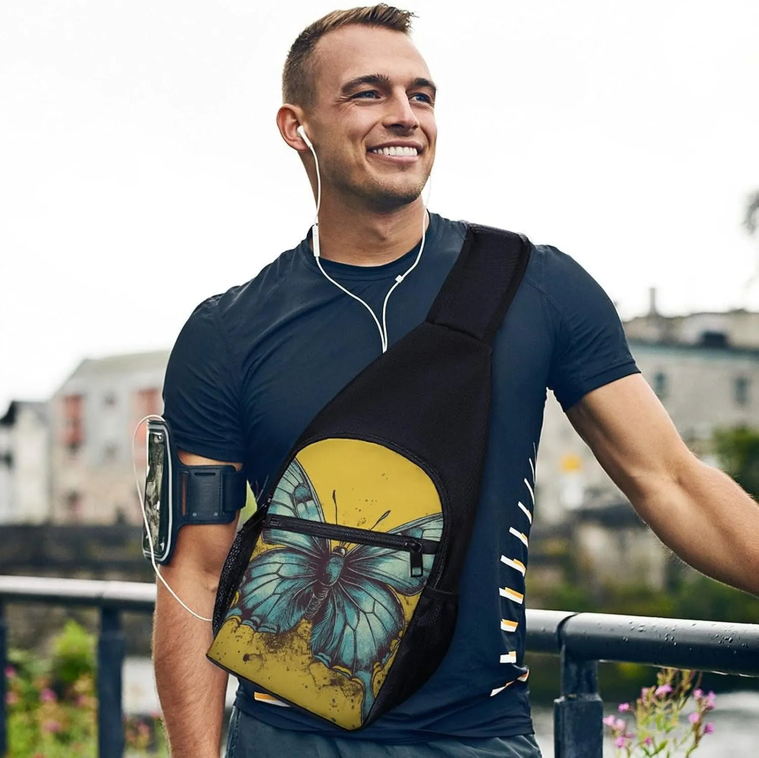 Crossbody Bag for Women Men Sling Bag Next to The Table Chest Bag Crossbody Adjustable Shoulder Bag