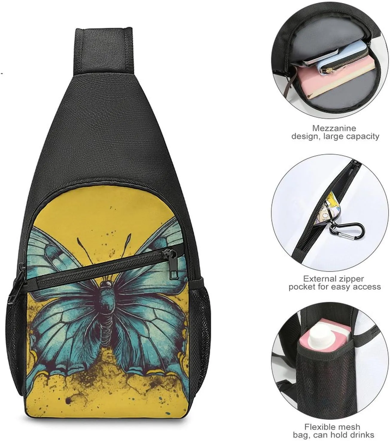 Crossbody Bag for Women Men Sling Bag Next to The Table Chest Bag Crossbody Adjustable Shoulder Bag