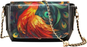 Crossbody Bags For Women Phoenix Orange Red Feathers PU Leather Purse Handbag Adjustable Chain 20858557