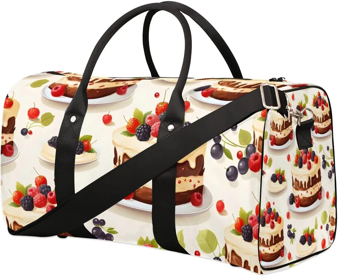 Cupcake Pattern Travel Duffel Bag for Women Men Waterproof Foldable Overnight Weekender Bag Large Capacity Sports Gym Bag