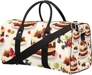 Cupcake Pattern Travel Duffel Bag for Women Men Waterproof Foldable Overnight Weekender Bag Large Capacity Sports Gym Bag