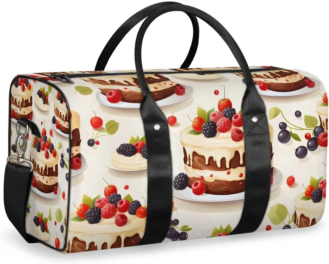 Cupcake Pattern Travel Duffel Bag for Women Men Waterproof Foldable Overnight Weekender Bag Large Capacity Sports Gym Bag