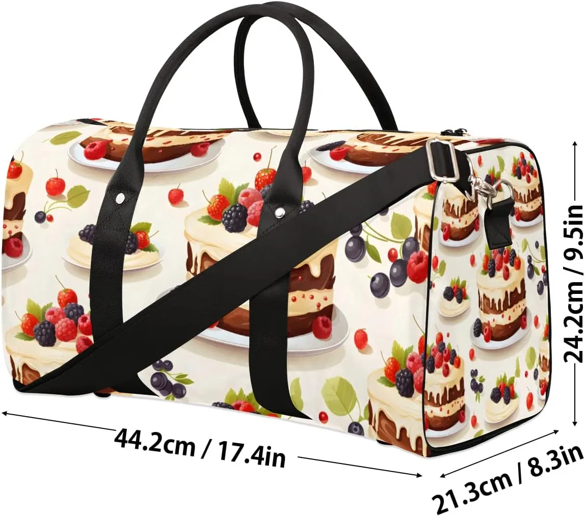 Cupcake Pattern Travel Duffel Bag for Women Men Waterproof Foldable Overnight Weekender Bag Large Capacity Sports Gym Bag