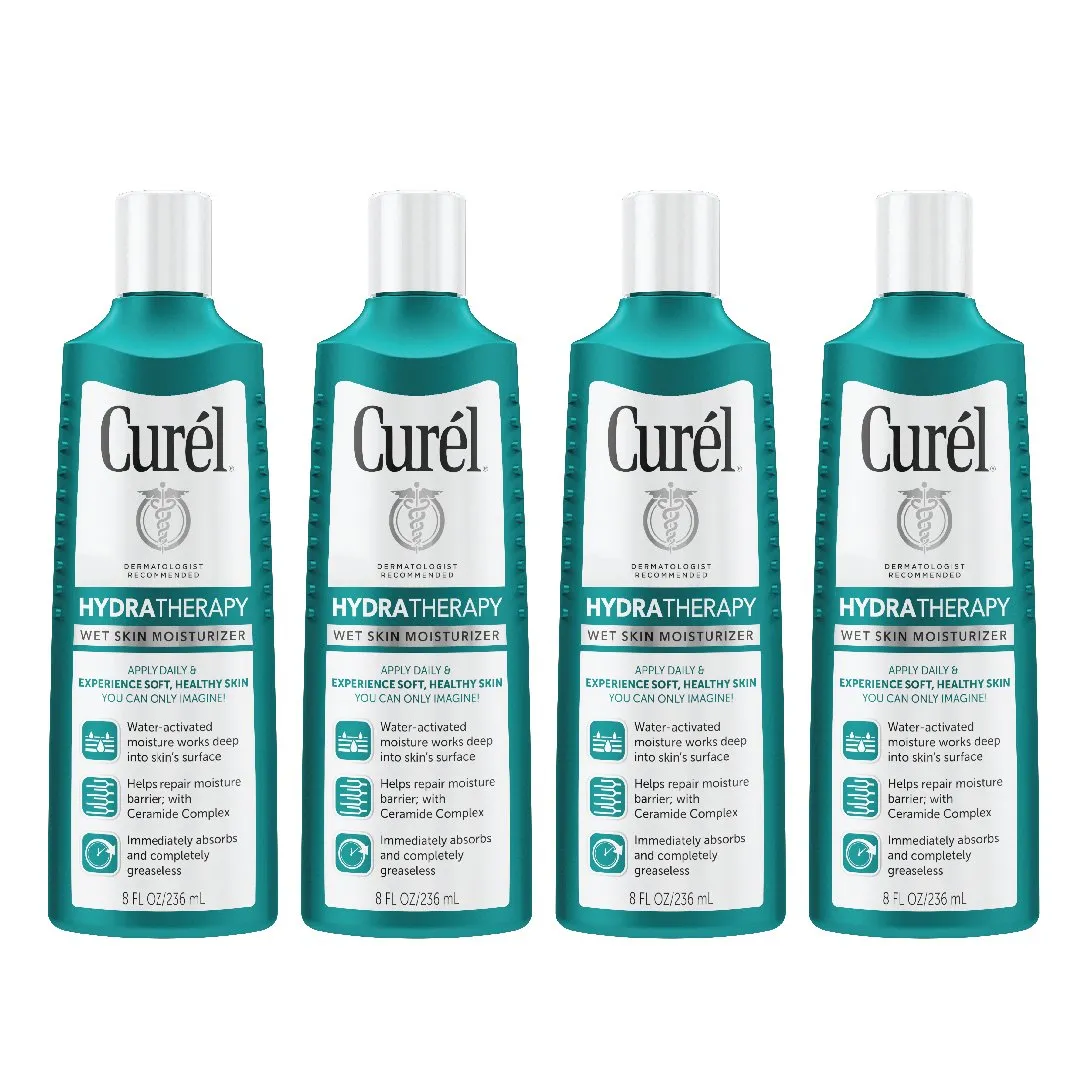 Curél Hydra Therapy Wet Skin Moisturizer for Dry & Extra-Dry Skin - 8 Fl Oz (Pack of 4)