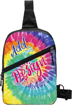 Custom Chest Bag, Personalized Crossbody Sling Backpack with Photo Text, Customized Runner Sport Hiking Shoulder Bag for Men Women