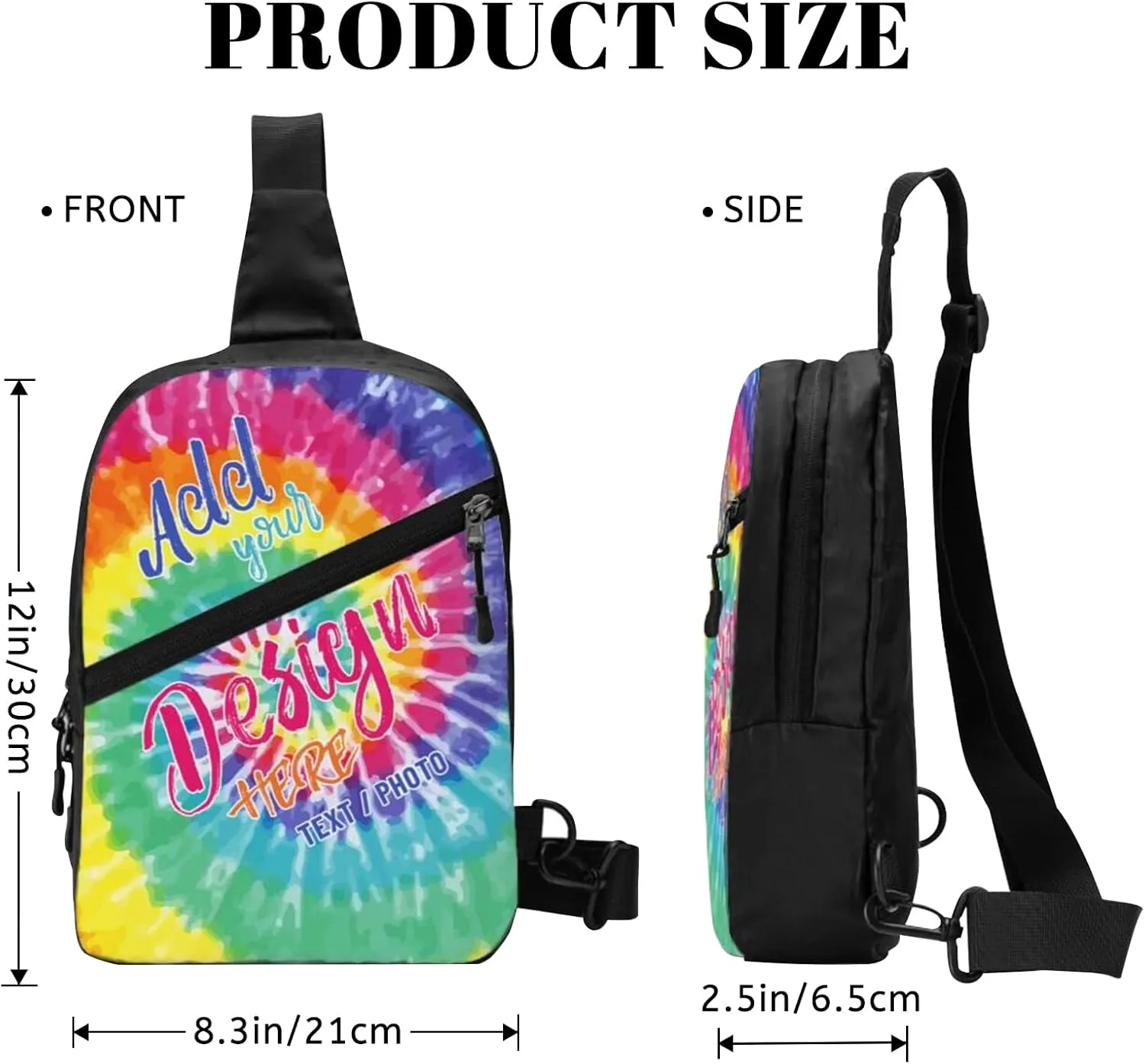 Custom Chest Bag, Personalized Crossbody Sling Backpack with Photo Text, Customized Runner Sport Hiking Shoulder Bag for Men Women