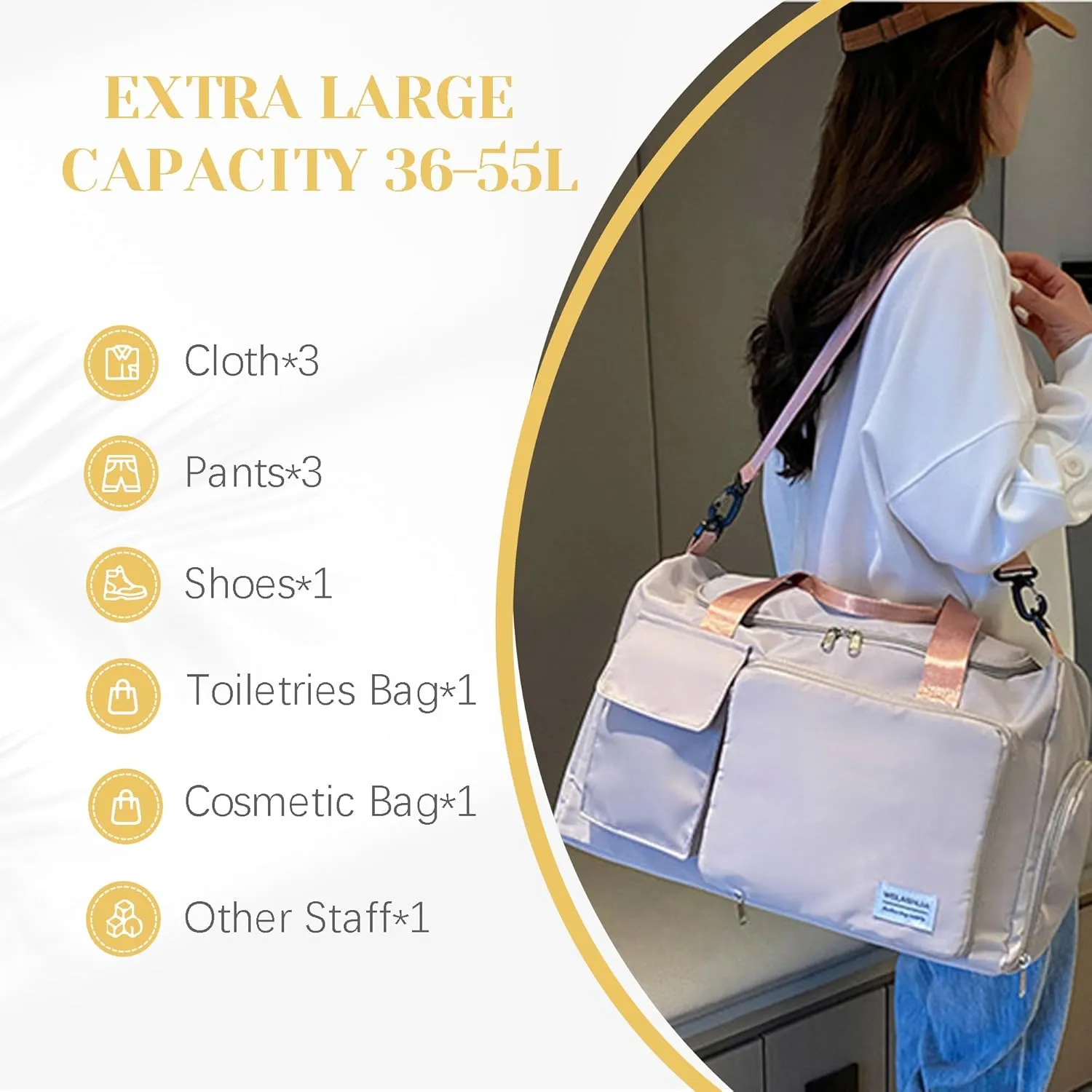 Custom Large Capacity Travel Bag, Personalized Duffle Bag with Print Name, Foldable Dry/Wet Travel Bag with Shoe Compartment for Women/Men for Sports Dance Gym Travel Weekender Overnight Bridesmaid